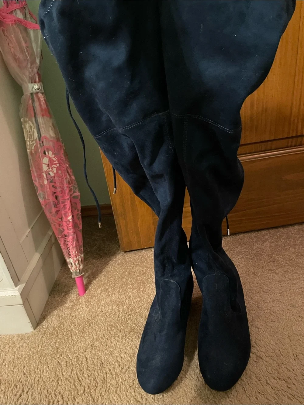 Lane Bryant Women’s Over-the-Knee Block Heel Boots - Blue Suede plus size